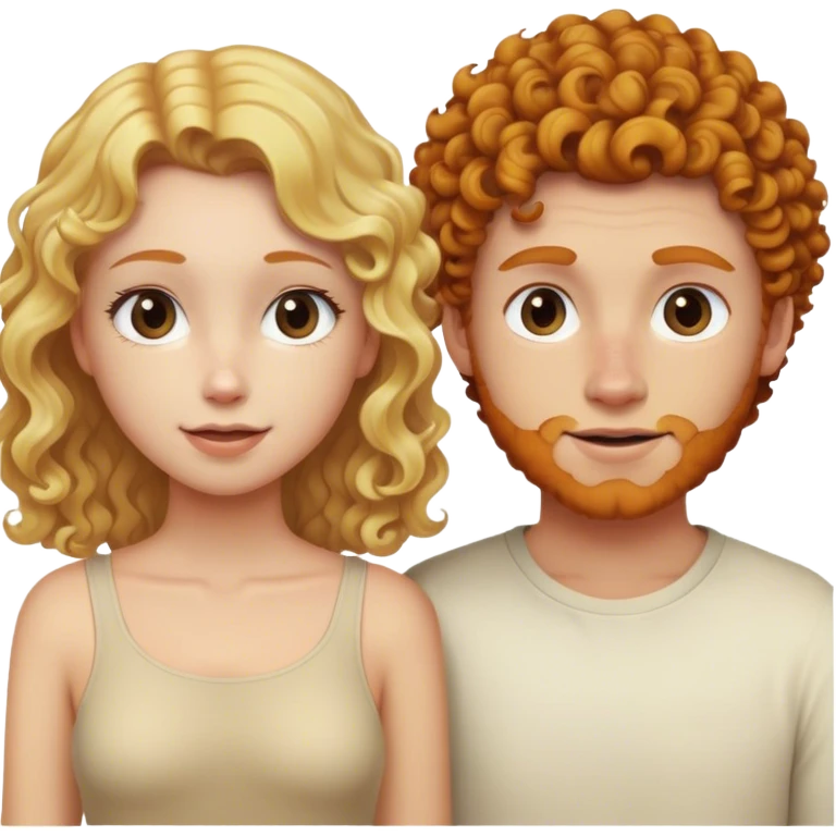 Straight hair blonde girl plus ginger curly hair boyfriend  emoji