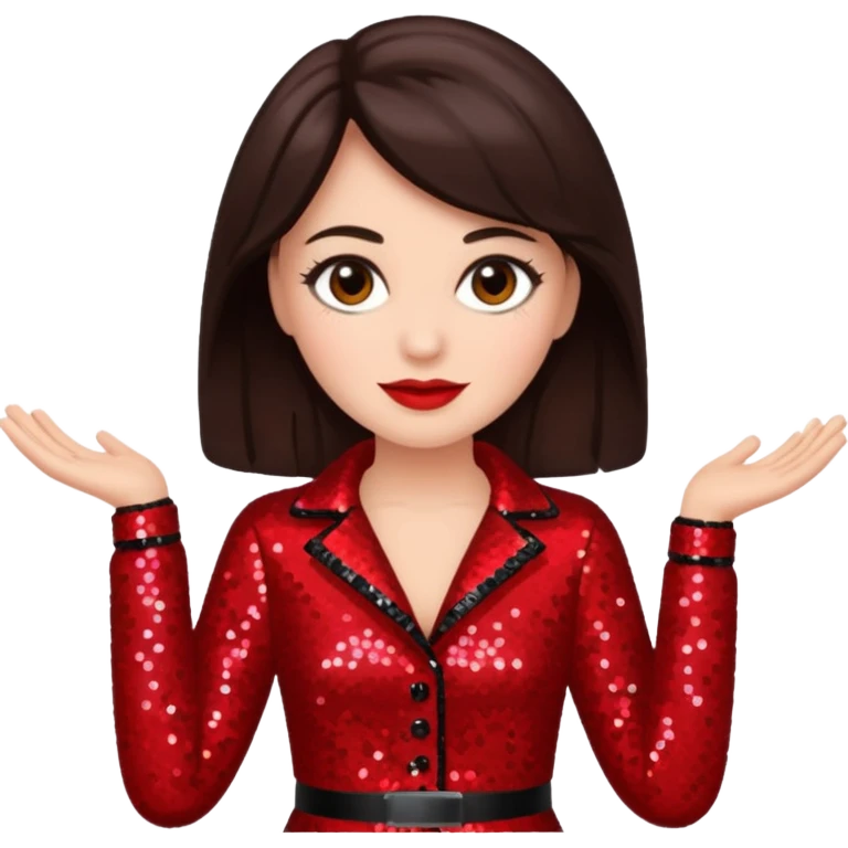 Carol Lawrence with dark brown hair, red sequin outfit emoji