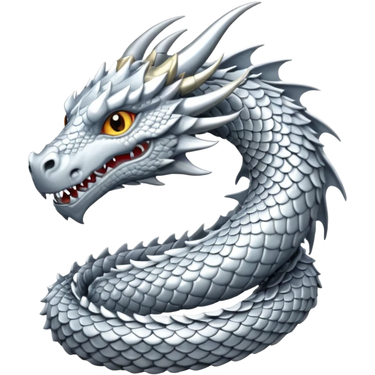 White dragon with white eyes and chain around the neck emoji