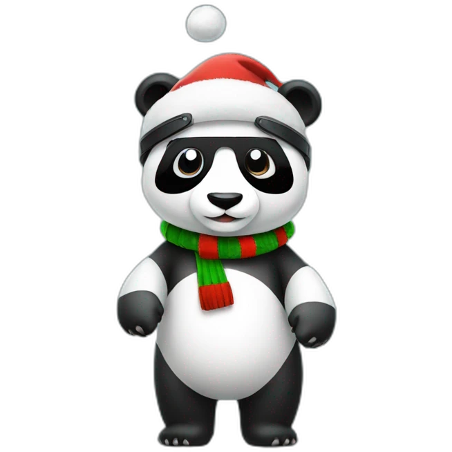 full body christmas panda in vr headset emoji