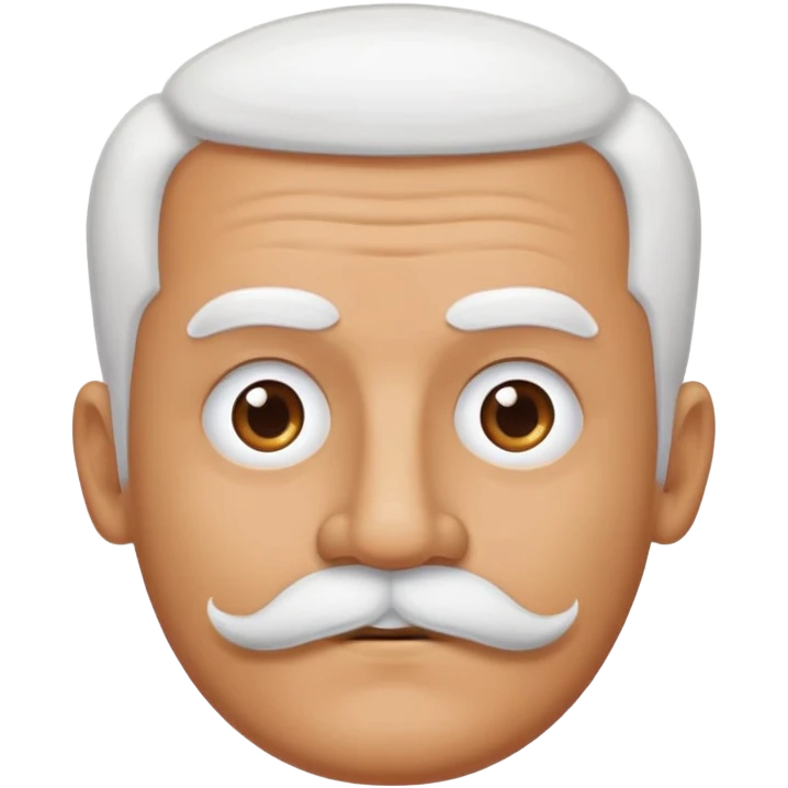 man with oval-shaped flat-top head and bushy white mustache emoji