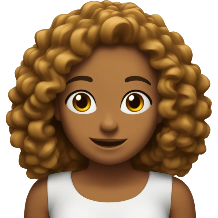 chica feliz con rizos y pelo castaño emoji