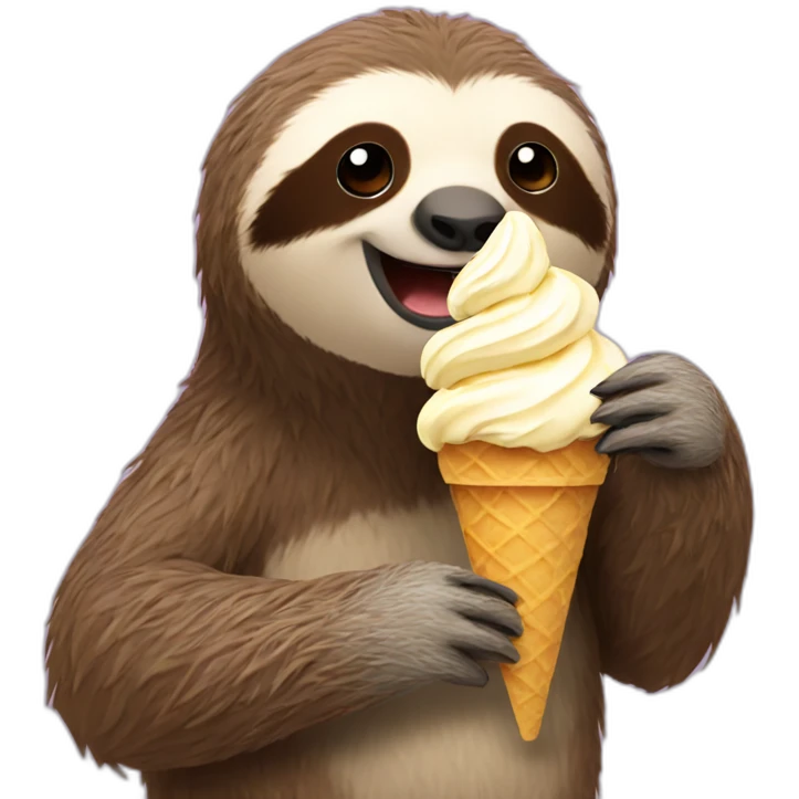 sloth eating ice cream emoji