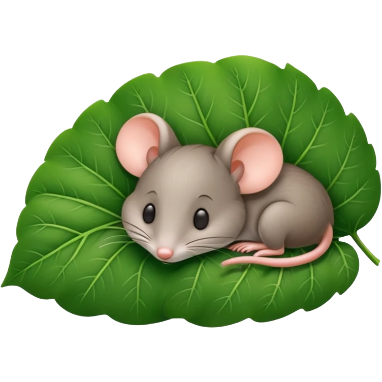 mouse sleeping under a leaf emoji