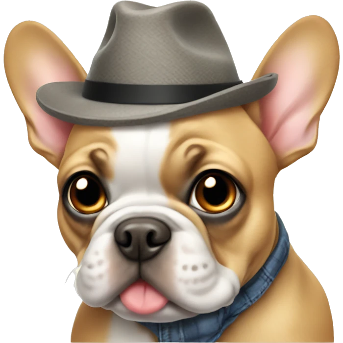 Frenchie wearing hat emoji