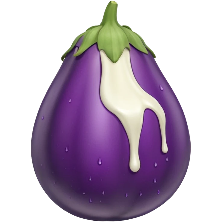 White glue dripping down an eggplant  emoji