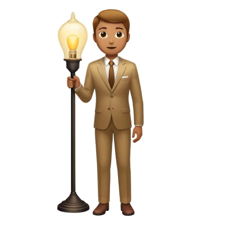 eine stehende Person im Scheinwerferlicht einer Lampe, Schattenwurf sichtbar emoji