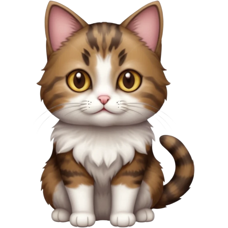 full body small short hair dark brown and white cat with hazel eyes emoji