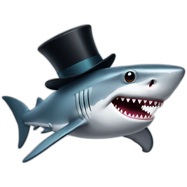 Shark with a top hat emoji