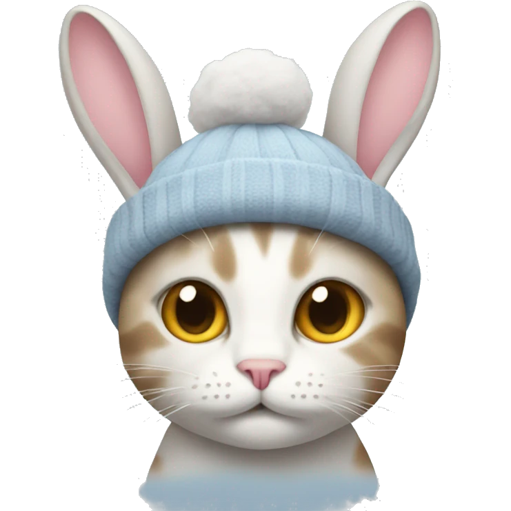 Cat wearing a bunny hat emoji