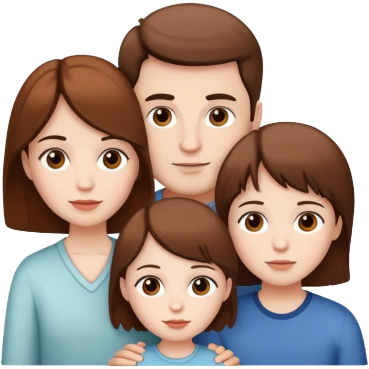 family 3 people, white skin and all brown hair  emoji