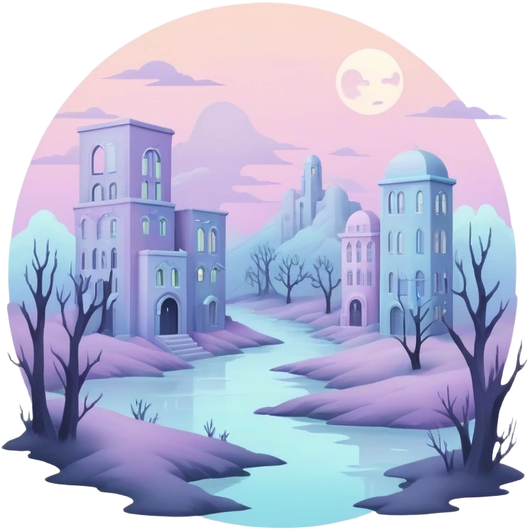 Ghostly Pastel Black Green Greyish Spectral Gloomy Dusky Dystopian Apocalyptic Aesthetic Scenery Deco emoji