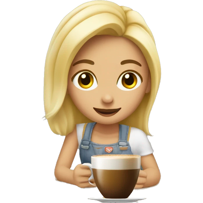 una chica rubia tomando café  emoji
