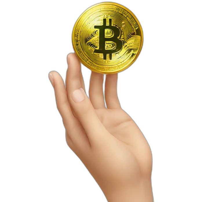 bitcoin coin on hands emoji
