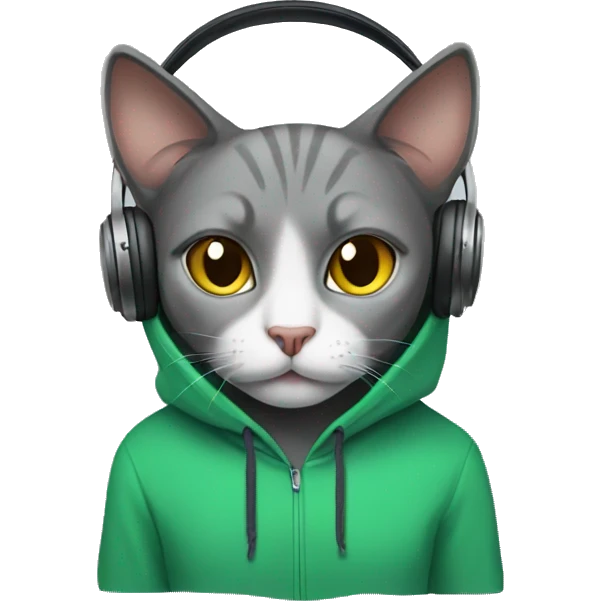 Cat wearing hoodies and headphones emoji