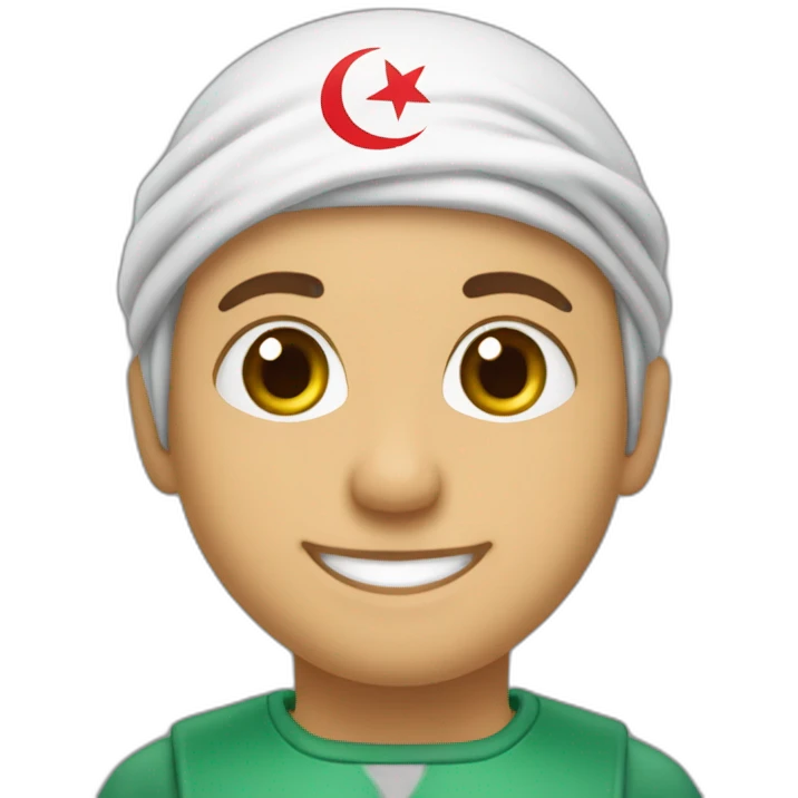 un garçon de 35 ans portant le drapeau de la Tunisie souriant et musulmans  emoji