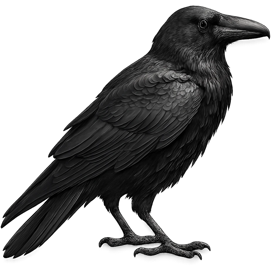 black raven, digital illustration emoji