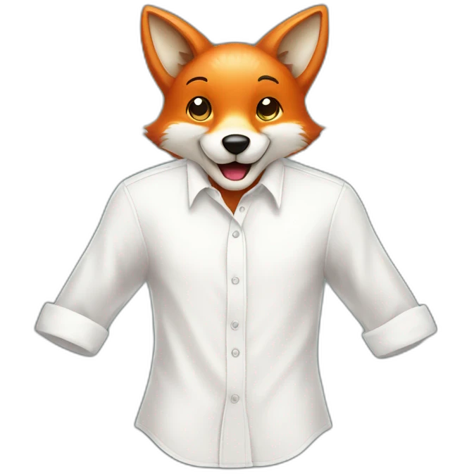 a happy Fox wearing a white shirt and hanging clothes on a clothing Line emoji