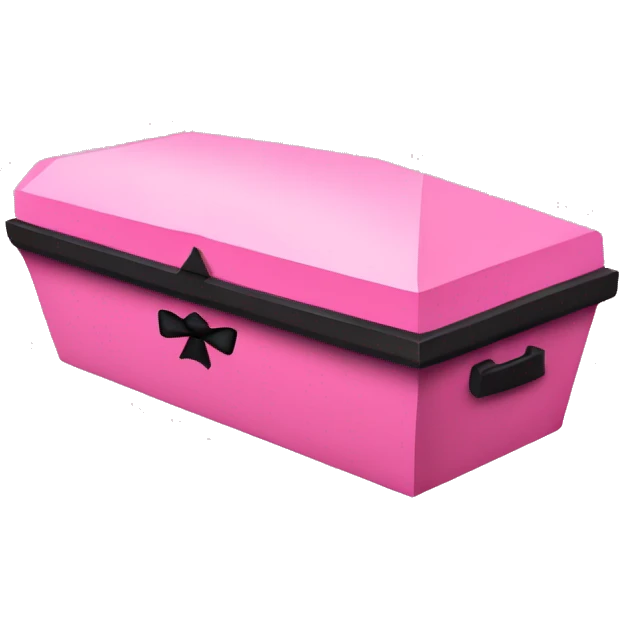 Pink coffin with a black bow on it emoji