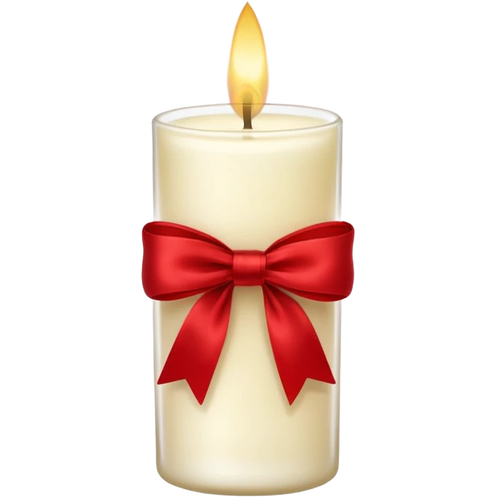 Soft vanilla long glass candle, with little red bow emoji