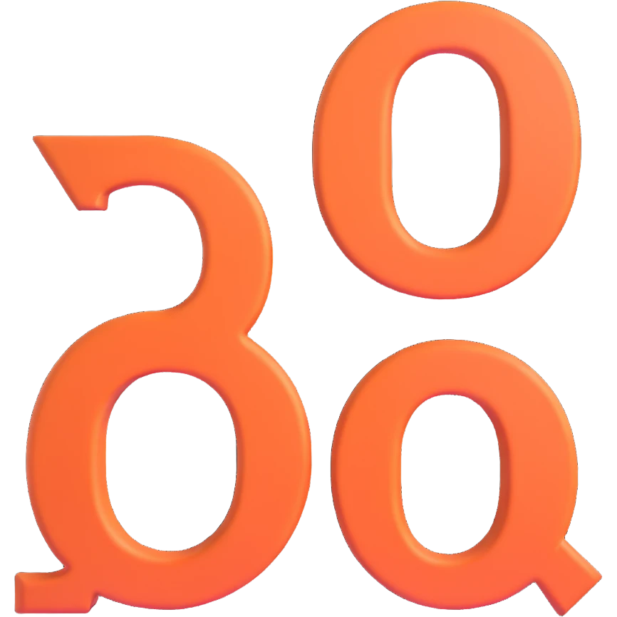 icon with large 3D letters Q, &, and A arranged side by side, clean and dimensional style, no background emoji