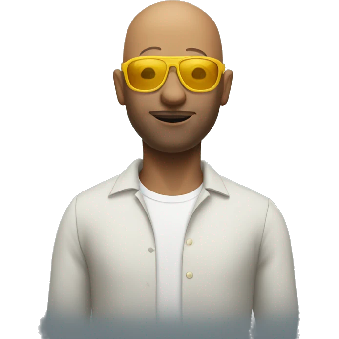 bald man wearing yellow sunglasses emoji