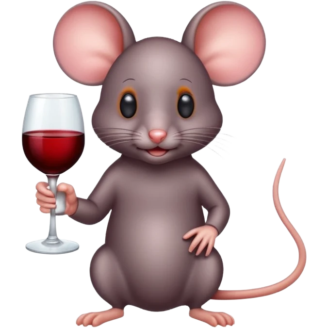 mouse with glass of vine emoji