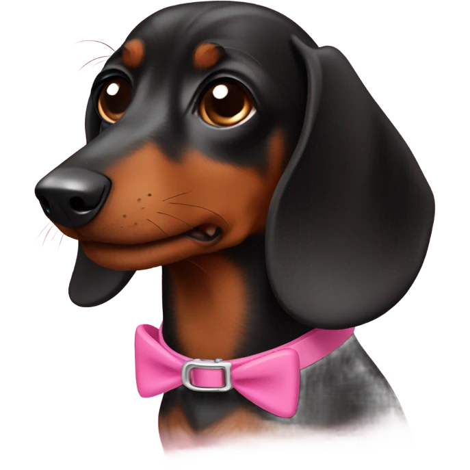 Black brown Daschund with pink colar emoji