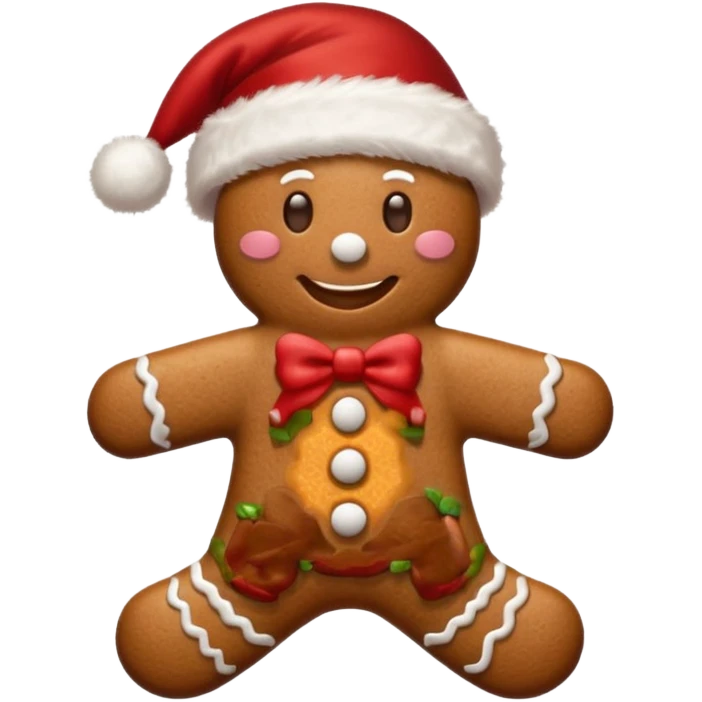 christmas gingerbread man with santa hat emoji