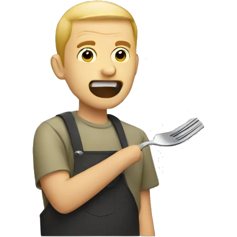 Man eating a fork emoji