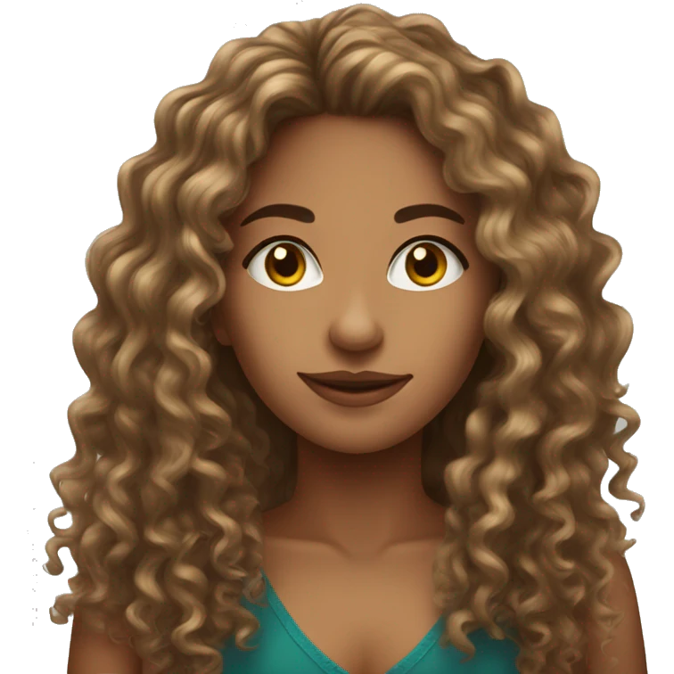 Realistic Brazilian young pretty women with a long curly hair  emoji