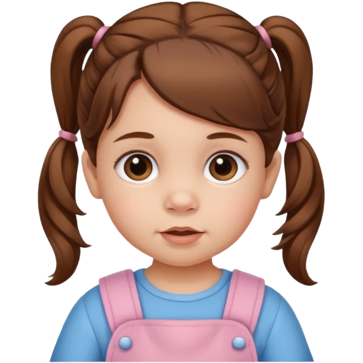 baby girl with brown hair and pigtails emoji