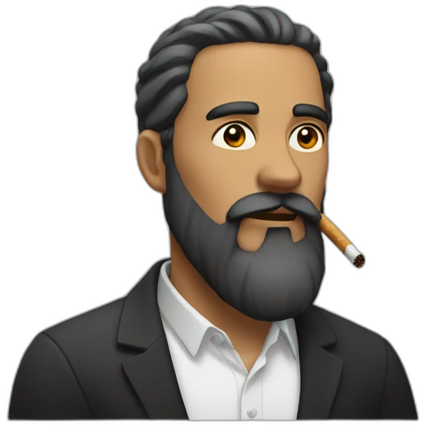 man with long beard and cigarette emoji