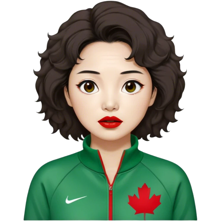 Han Mi-nyeo : Age: Late 60s
Appearance: A crazy woman with many wrinkles face , frizzy, messy dark brown hair and dramatic red lipstick.
Outfit: Green player tracksuit emoji