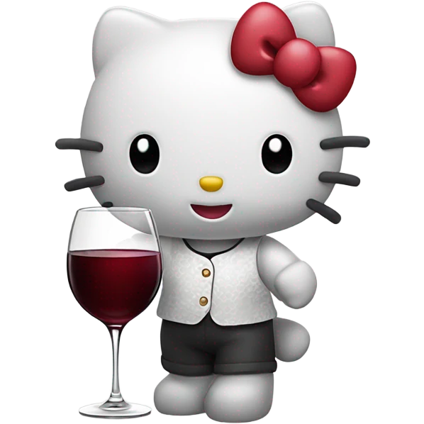 Hello Kitty drinking red wine emoji