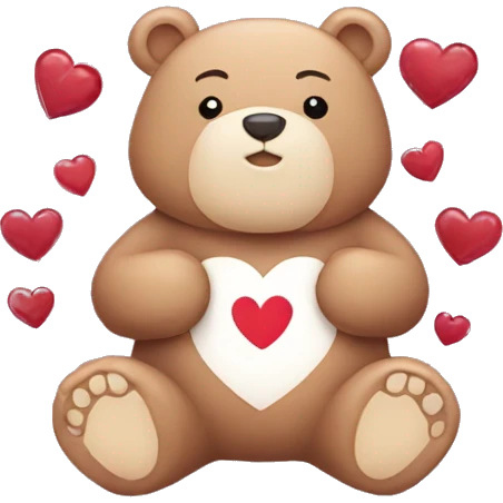 Hearts around a cute bear emoji