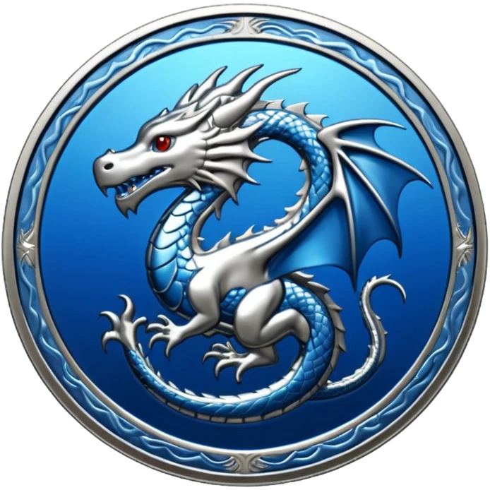 blue platinum coin with a dragon at the center  emoji