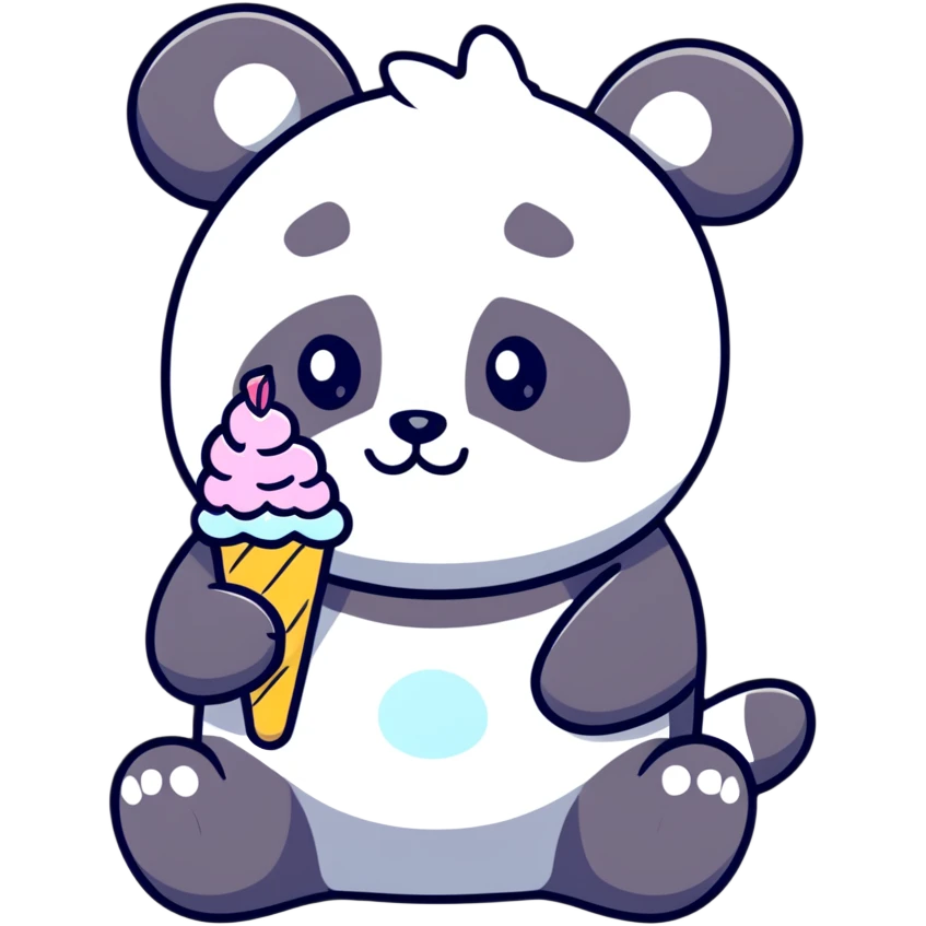 Panda eating ice cream emoji
