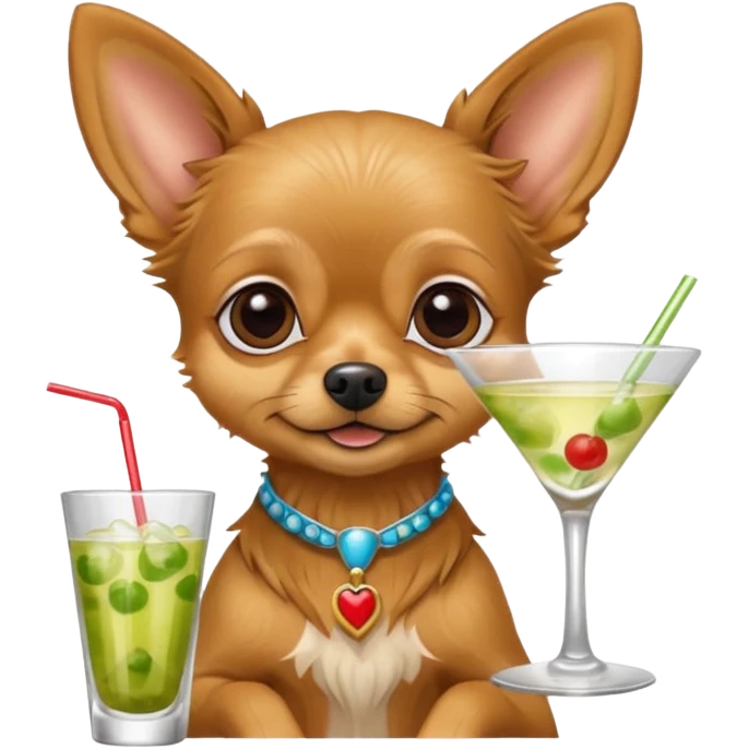 Yorkie Chihuahua mix drinking a martini emoji
