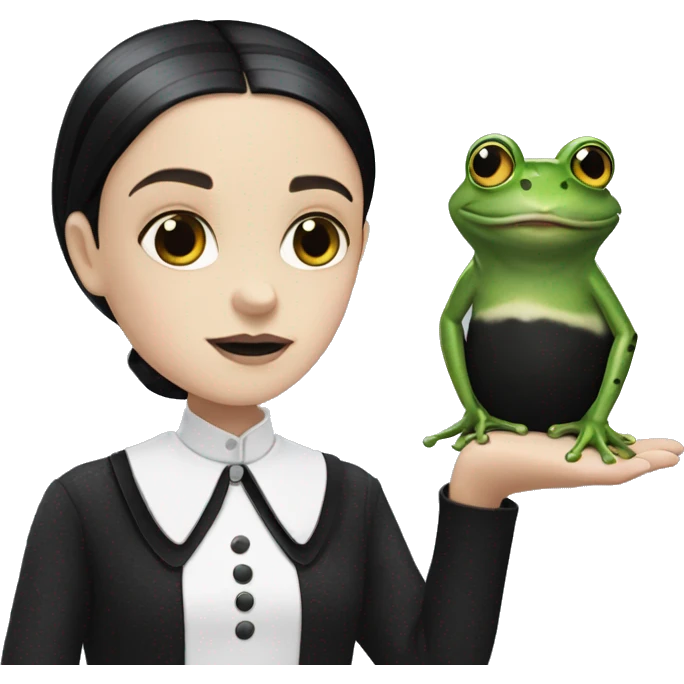 Wednesday Addams with a Frog emoji