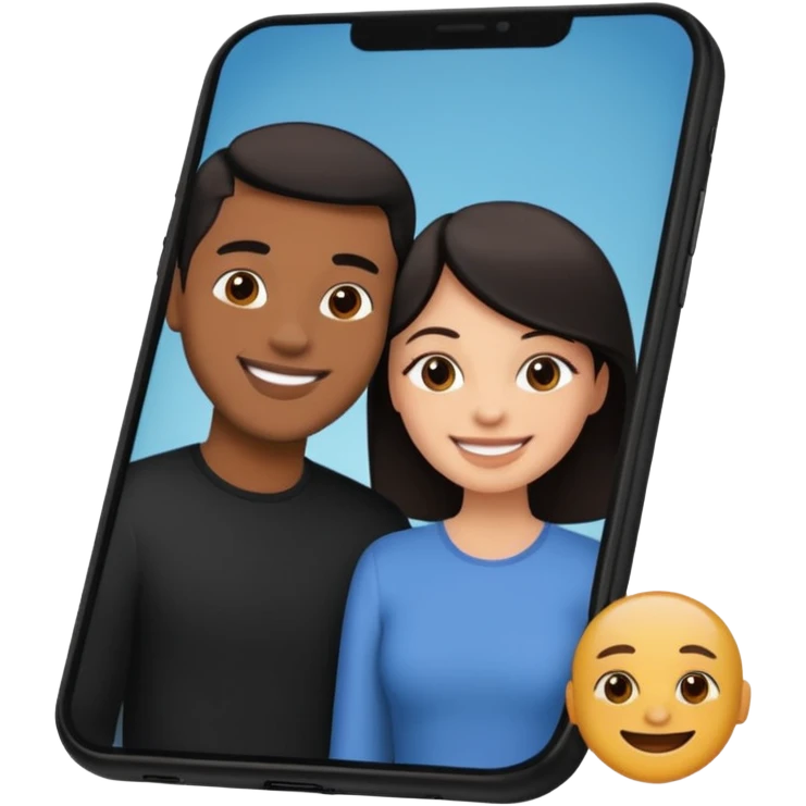 couple photo inside phone screen  emoji