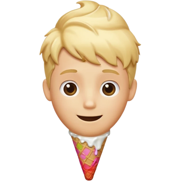 boy with blonde ice cream haircut doing idk shurg smiling emoji