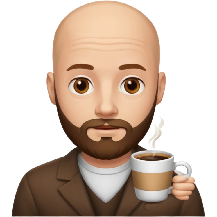 men with coffee no hair, beard emoji