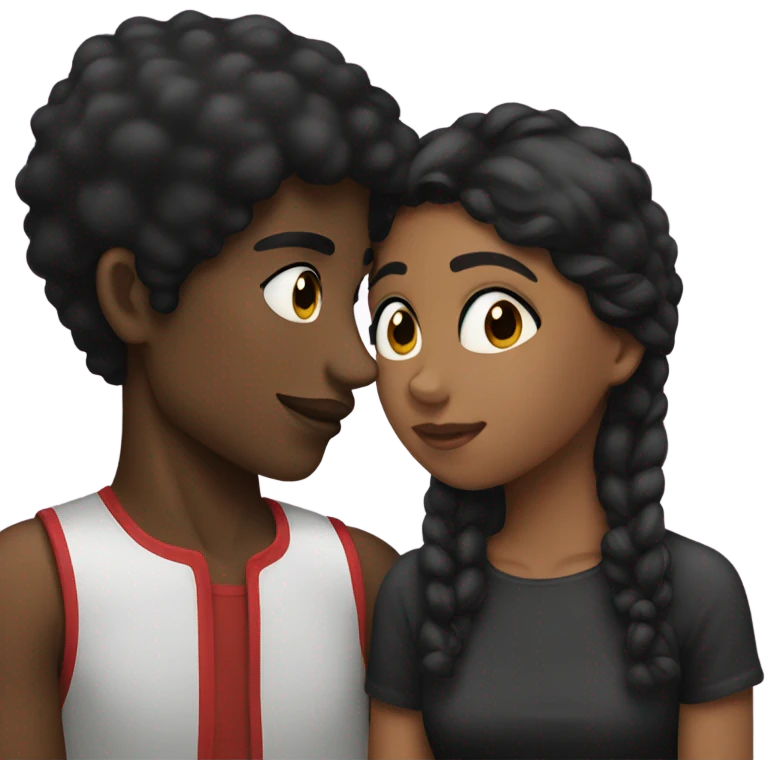Black Boy black hair kissing girl emoji