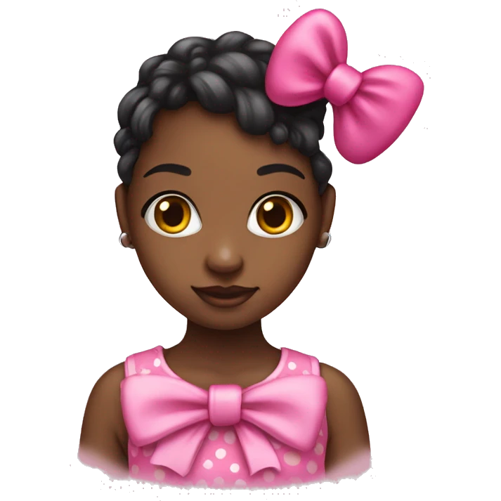 pretty black girl with pink bow wearing hello kitty shirt emoji