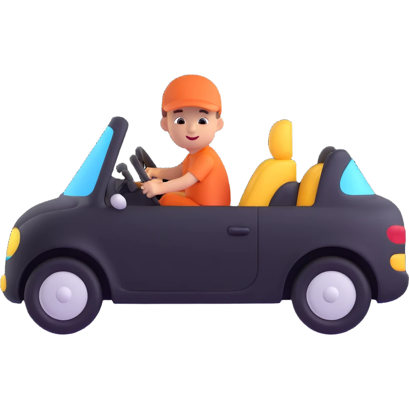 cute kid car, rounded shapes emoji