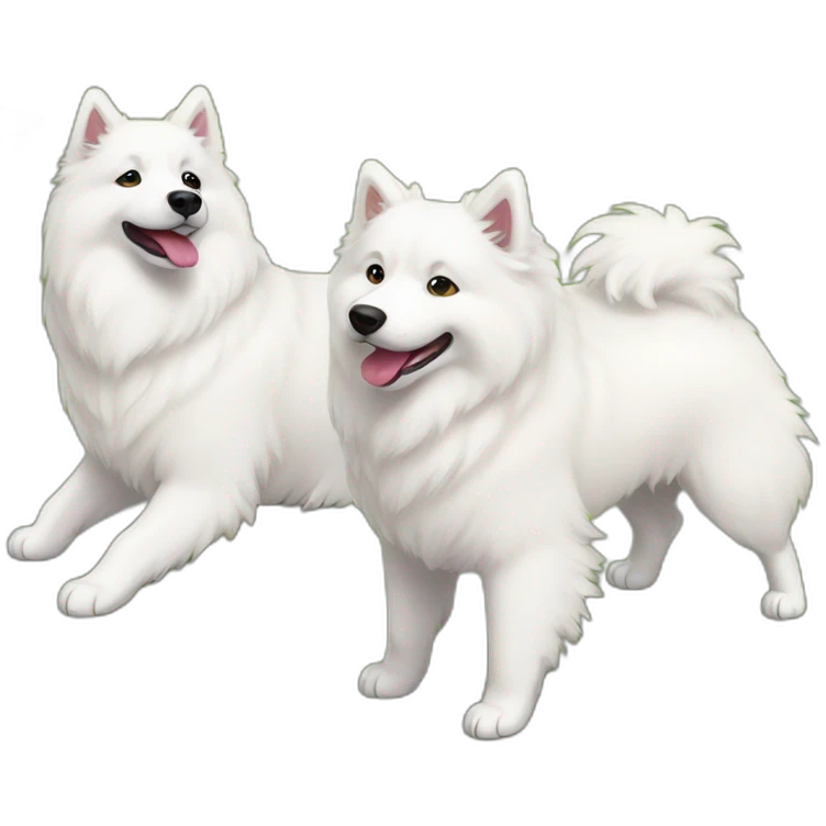 Samoyed and aussie playing emoji