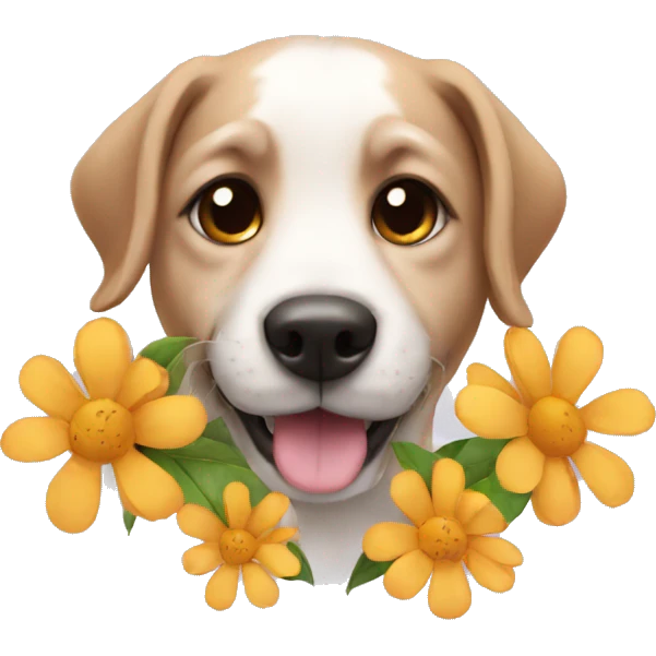 Dog with flower emoji