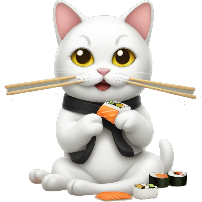 Cat eating sushi emoji