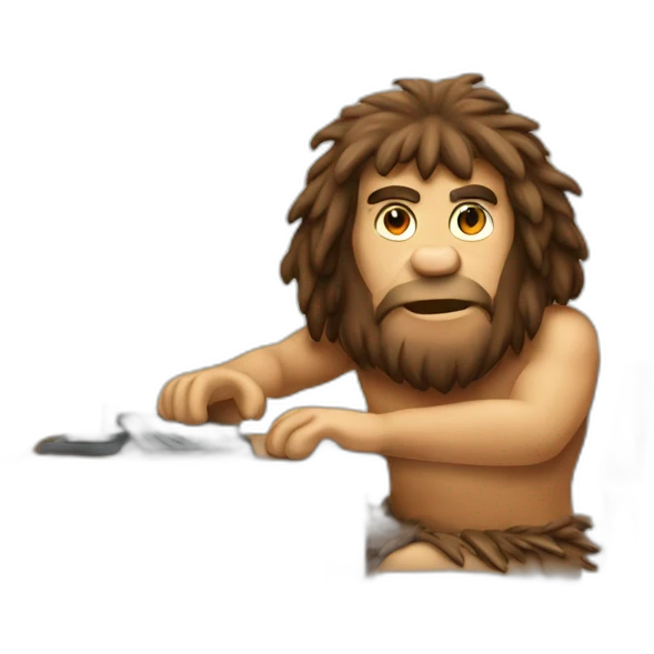 caveman-with-computer emoji